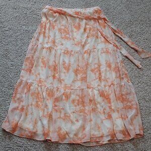 Woman's Summer Skirt Orange and White - Large